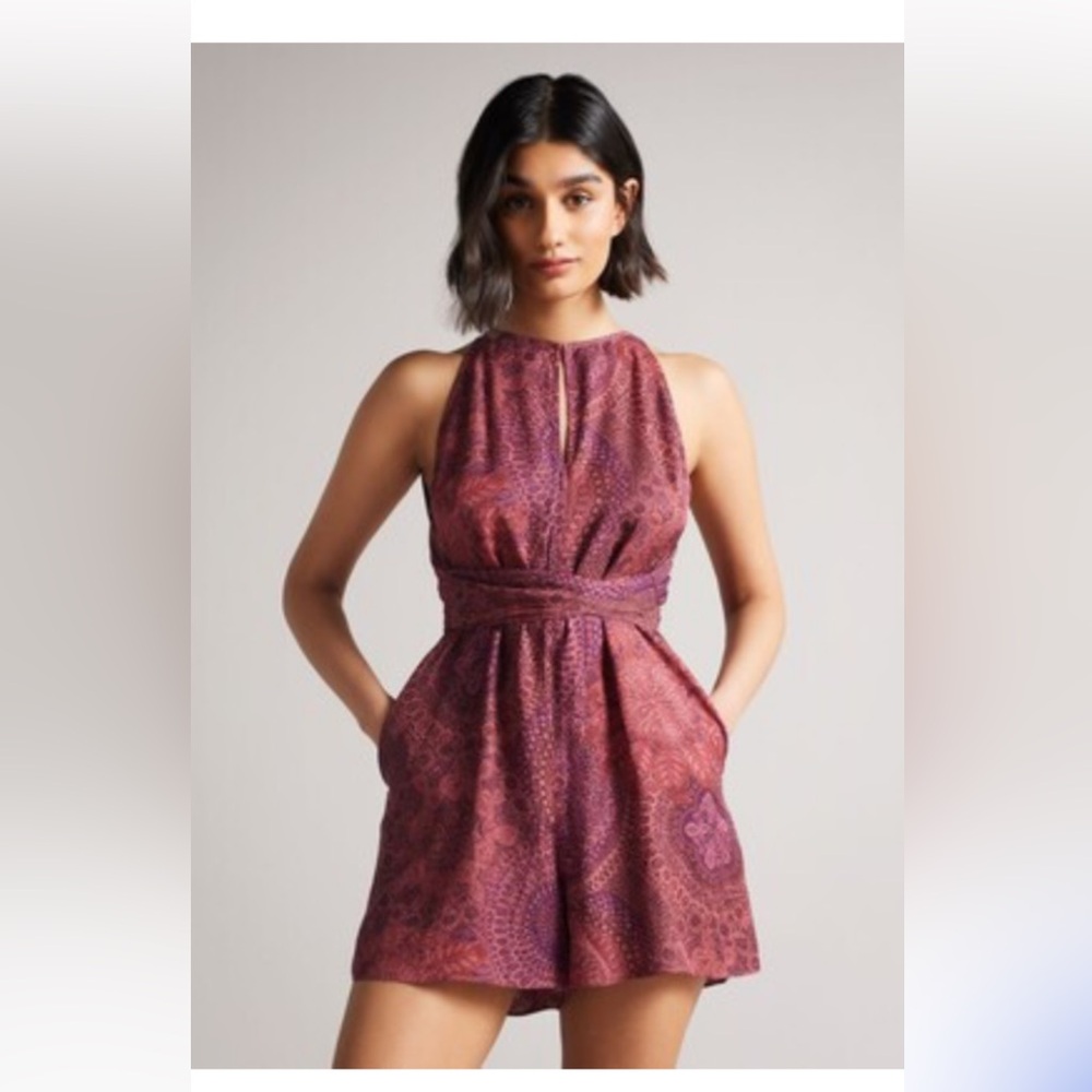 Ted Baker Odesia Red Halterneck Wrap Playsuit Size 2